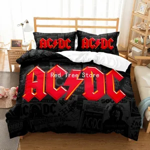 3d printed acdc bedding set twin full queen king size rock band duvet cover pillowcase music vinyl record bedclothes kids gift free global shipping