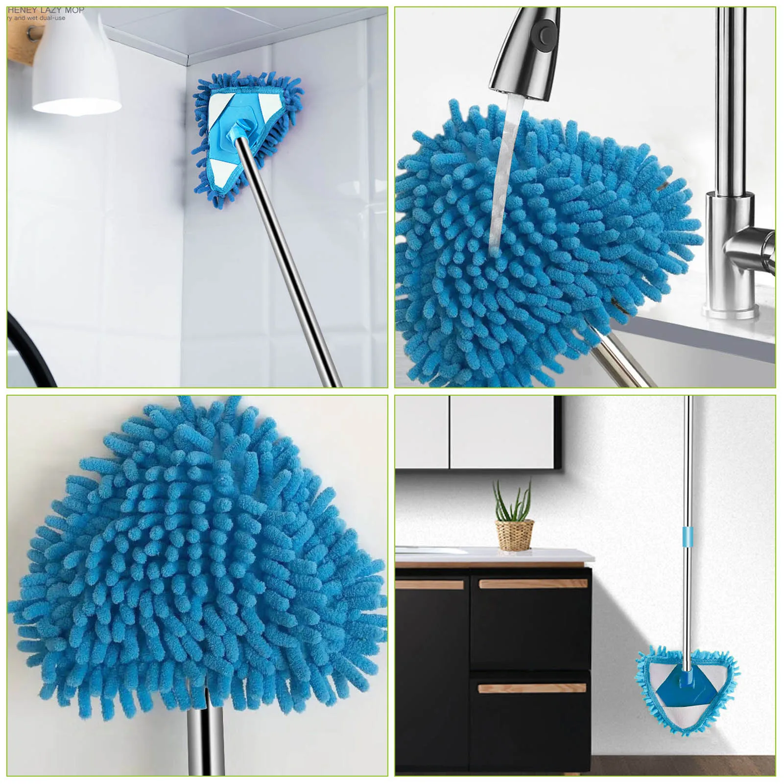 

Triangle Chassis Lazy Mop Retractable Glass Cleaner Kitchen Living Room Floor Mopping Mini Mopping