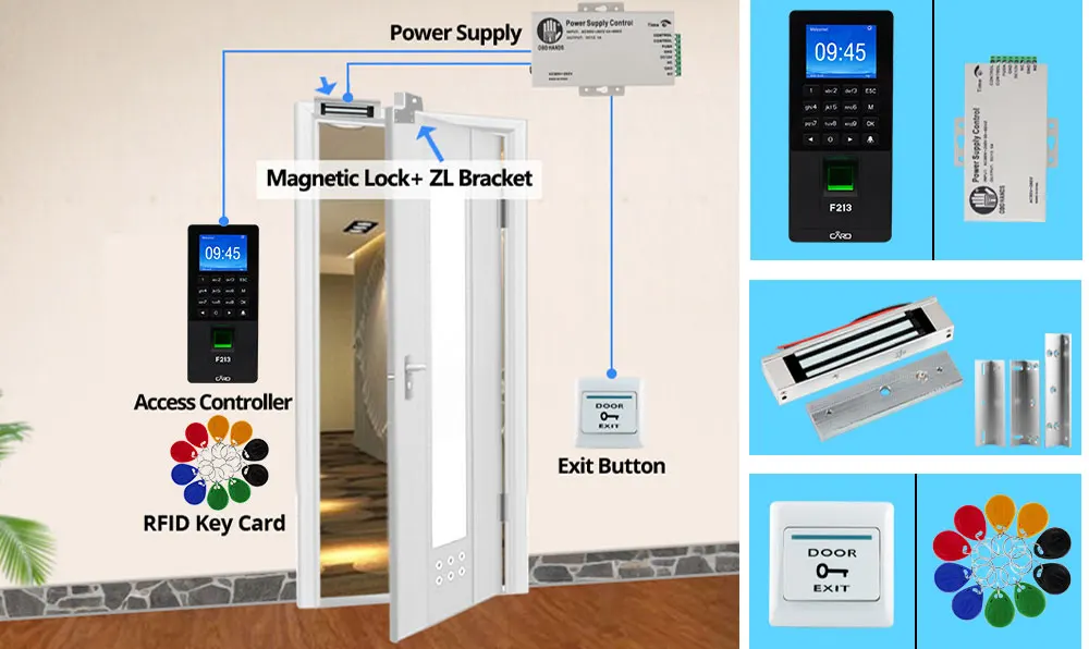 RFID Клавиатура TCP/IP/usb-устройство для считывания отпечатков пальцев система контроля доступа двери биометрическое программное обеспечение DIY Электронный магнитный замок ударный болт замки