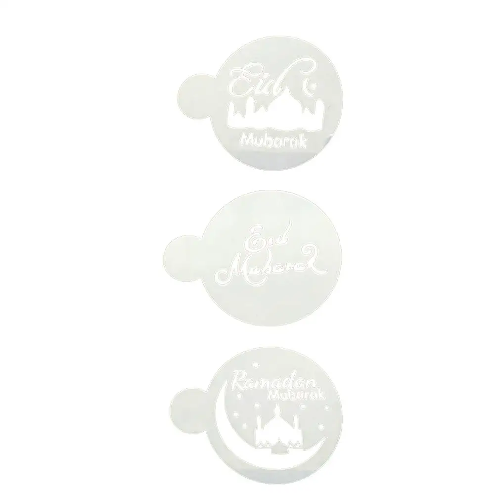

3 Pcs Coffee Stencils Cake Stencils Muslim Eid Mubarak Coffee Latte Art Coffee Cake Decoration Plastic Mold Template