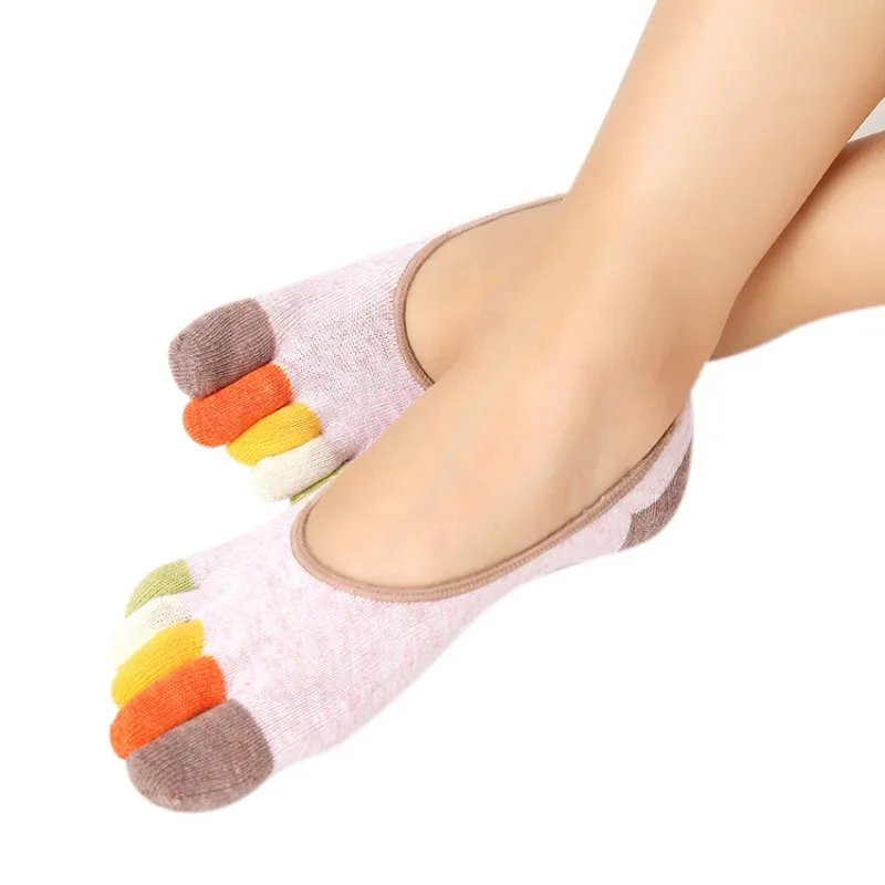 

Spring And Summer Stealth Boat Socks Female Shallow Mouth Cotton Five-Toe Socks Anti-Slip Silicone Toe socks