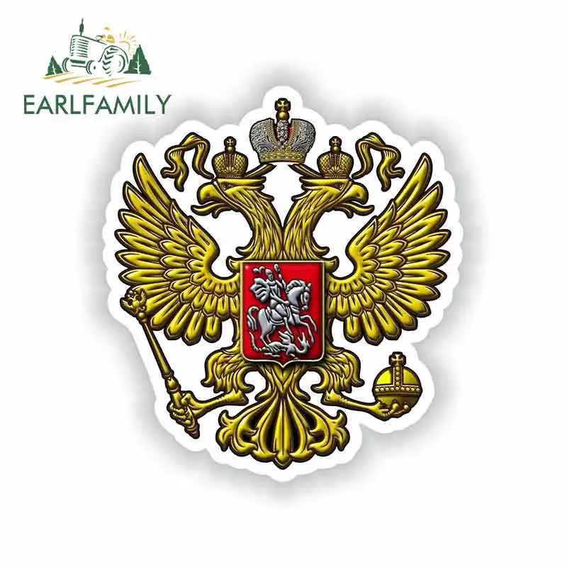 

EARLFAMILY 13 см x 11,8 см для российского герба оружия, Виниловая наклейка, индивидуальная креативная наклейка для автомобиля, украшение для автомо...