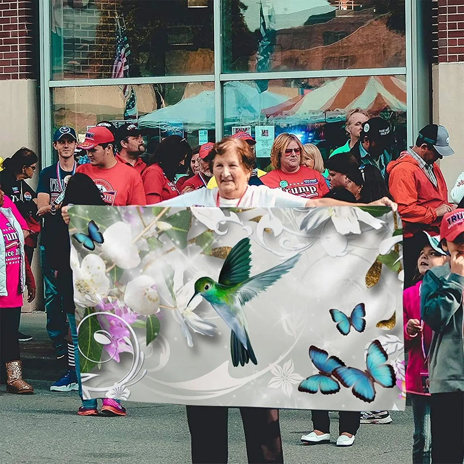 

Hummingbird Flower Flags, 3x5 Foot Outdoor American Flag, HD Print Flags for Summer Garden Yard, Decorations