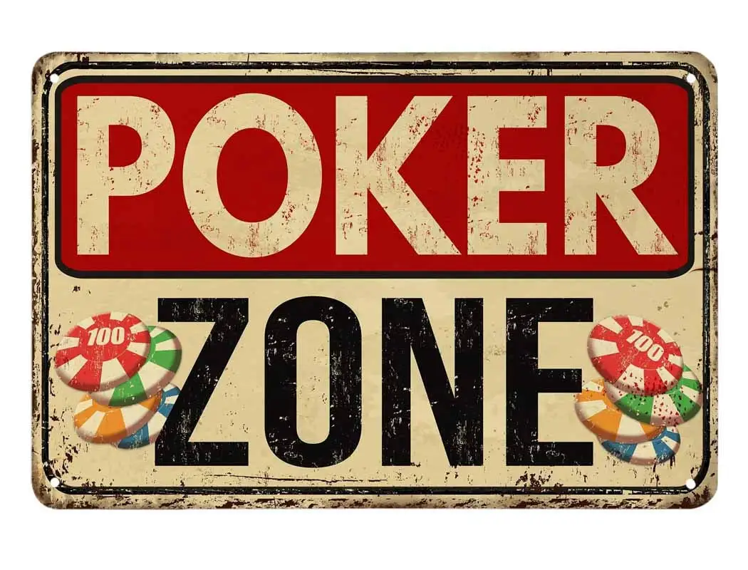 

Poker Zone Tin Sign, Vintage Metal Tin Signs for Cafes Bars Pubs Shop Wall Decorative Funny Retro Signs for Men Women
