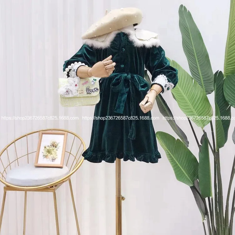 Детская одежда коллекция 2019 года сезон осень зима новое бархатное платье для