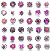 5pcslot mixed 18mm rose red crystal snap button jewelry womens snap button bracelet necklace fashion accessories