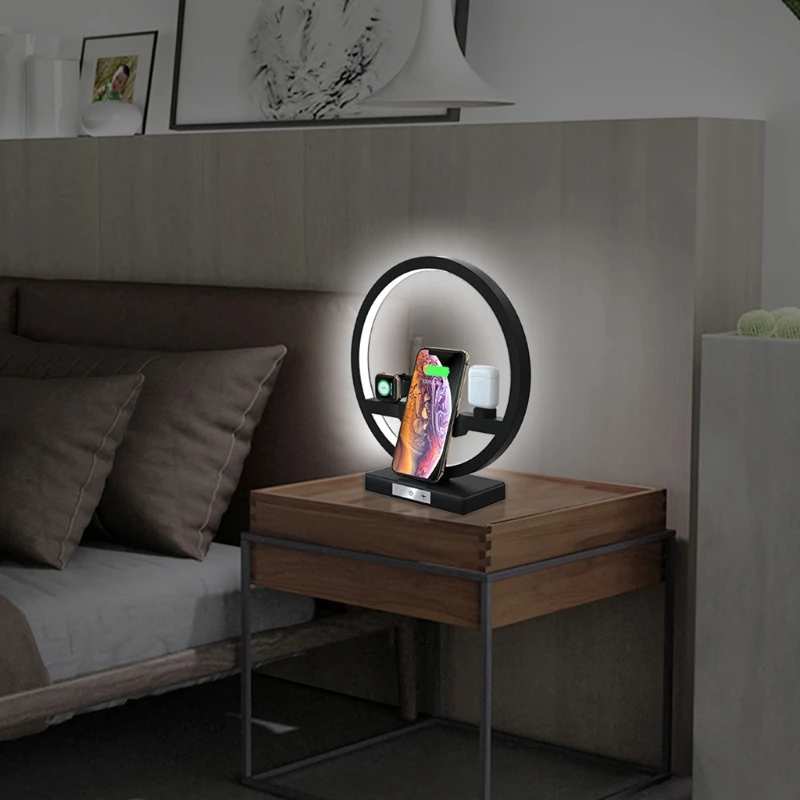 

3 in 1 Multifunctional Wireless Charger Station Charging Stand Dock with LED Night Light Desk Lamp