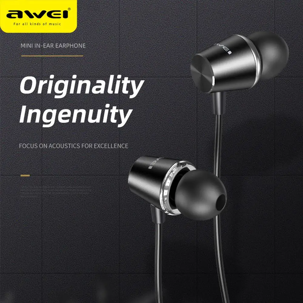 

AWEI Wired Earphones Mini in Ear Stereo Sound 3.5mm Phone Earbuds With Bass Earbuds Stereo Earphone 1.2m Cable PC-2 Original