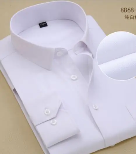 

JTFAN Eotton top - grade workwear casual wear men's long - sleeved shirt pure color blue white slim DY-241