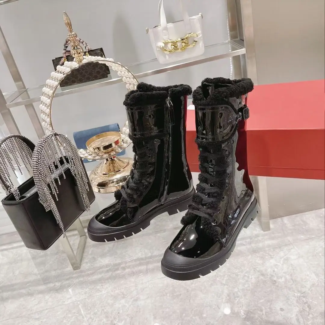 

Новинка, зимние уютные ботинки ollywalls из натуральной кожи с мехом, ботинки на шнуровке с круглым носком, роскошные дизайнерские ботинки, женс...