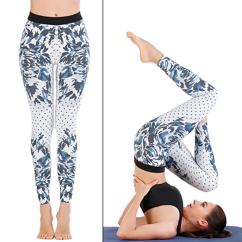 

Women Fitness Leggings Sexy Breathable Stretch Yoga Pants Gym Leggings Dot Printed Jacquard Sport Trousers Workout Pants Hot