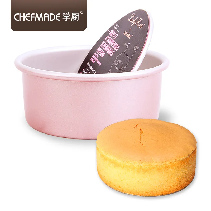 

CHEFMADE Pink Lady 6 Inch Anode Round Household Baking Cake Mold Rose Gold Bottom Qi Feng Sponge Cake Moulds Oven Baking Tools