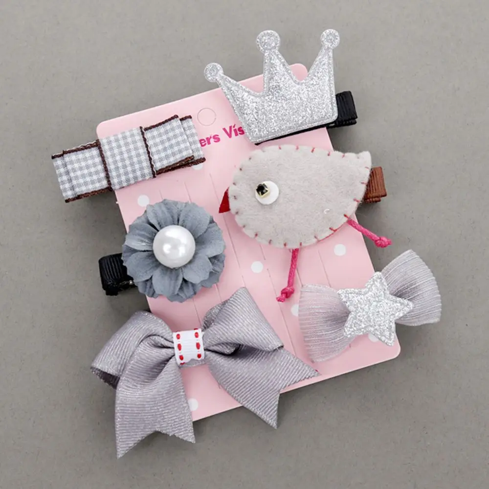 6 шт./компл. заколка для волос маленьких девочек заколки с бантом и цветочным