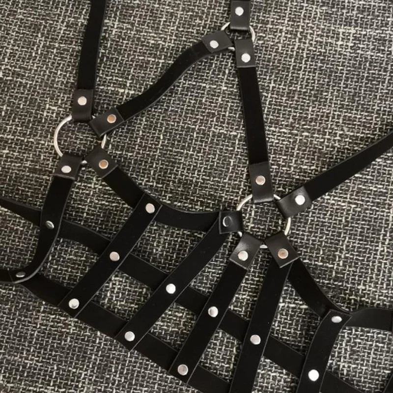 Erotic Harness Women Sexy Goth Leather Bondage Body Top Belts Harness Bralette Garter Belt Stockings Fashion Harness Bra Cage