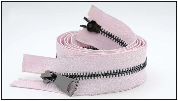 pinkblack 1 шт., золотые, серебристые, черные, экологически чистые Металлические молнии, 5# A Coudre, двойные ползунки, застежки-молнии для шитья, пуховики, аксессуары - Цвет: pinkblack