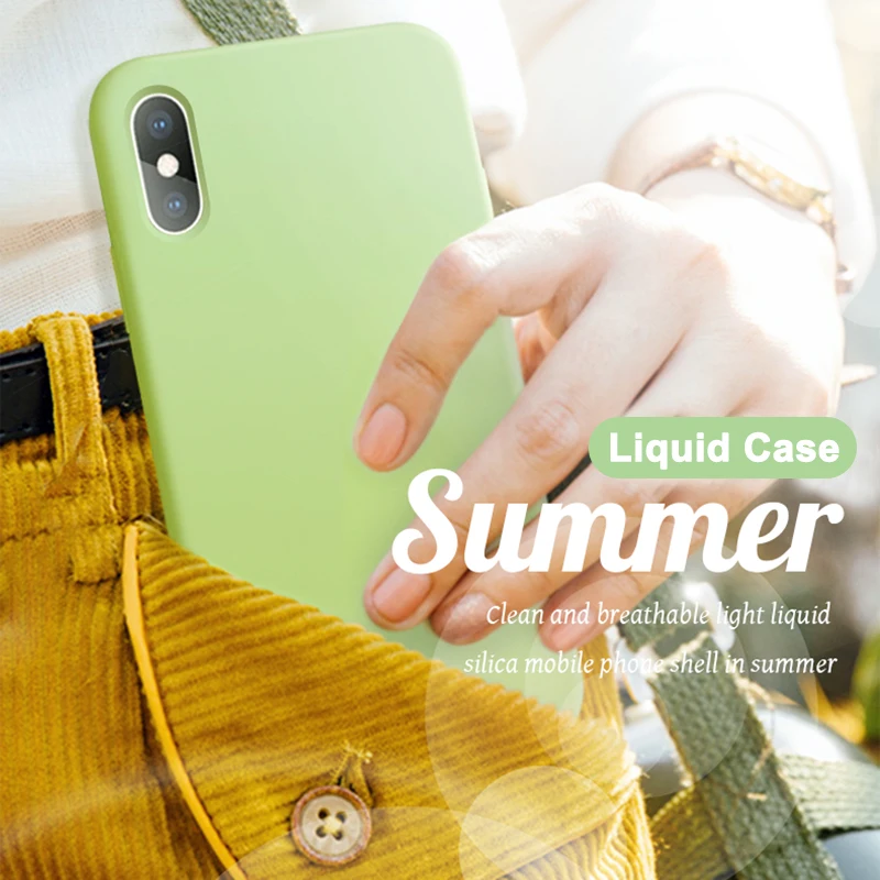 Liquid Silicone Case For iPhone 11 Pro 7 8 Plus X XS Max XR Original Thin Soft Candy Color Cover for 6 6s |