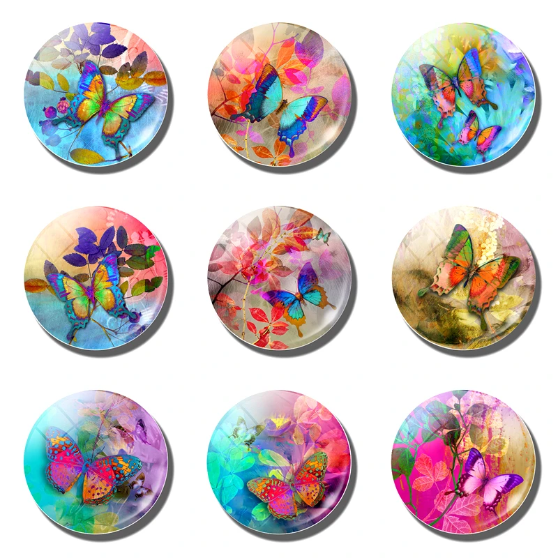 Магнит-бабочка на холодильник 1 шт. 30 мм стеклянный кабошон животное магниты