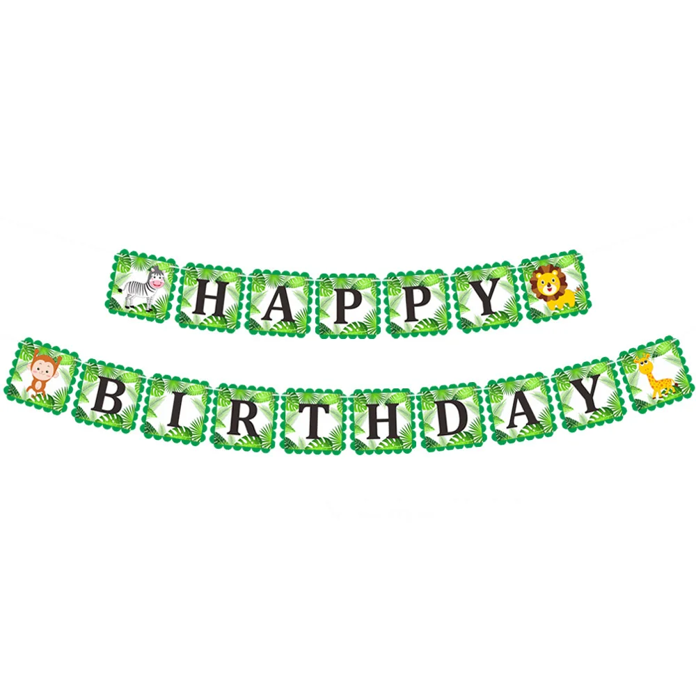 Lychee DIY с днем рождения животные в джунглях яркий баннер флаги для вечеринки