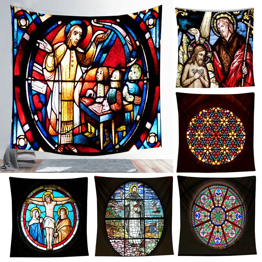 Цветной индийский гобелен с мандалой Настенный декор Христом Иисусом религия