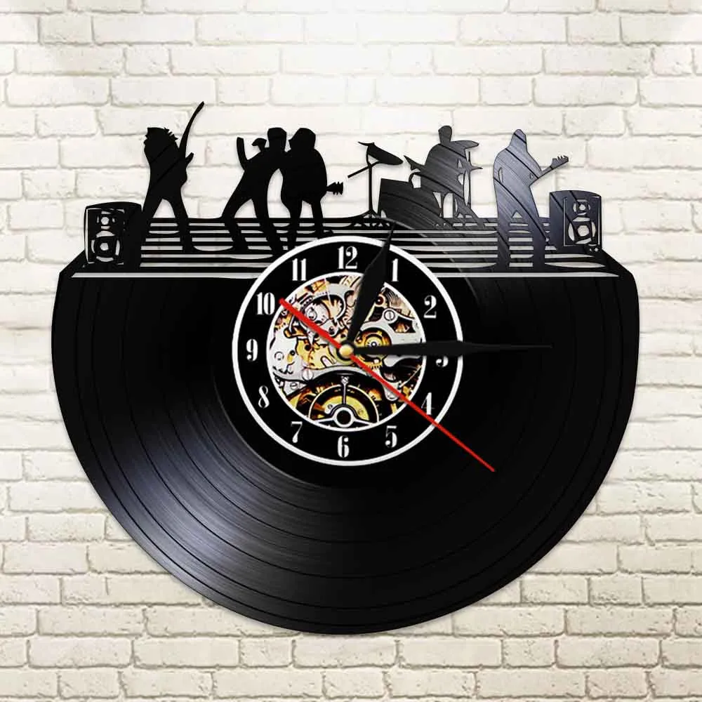 Рок-группа на сцене черно-белые настенные художественные винтажные виниловые