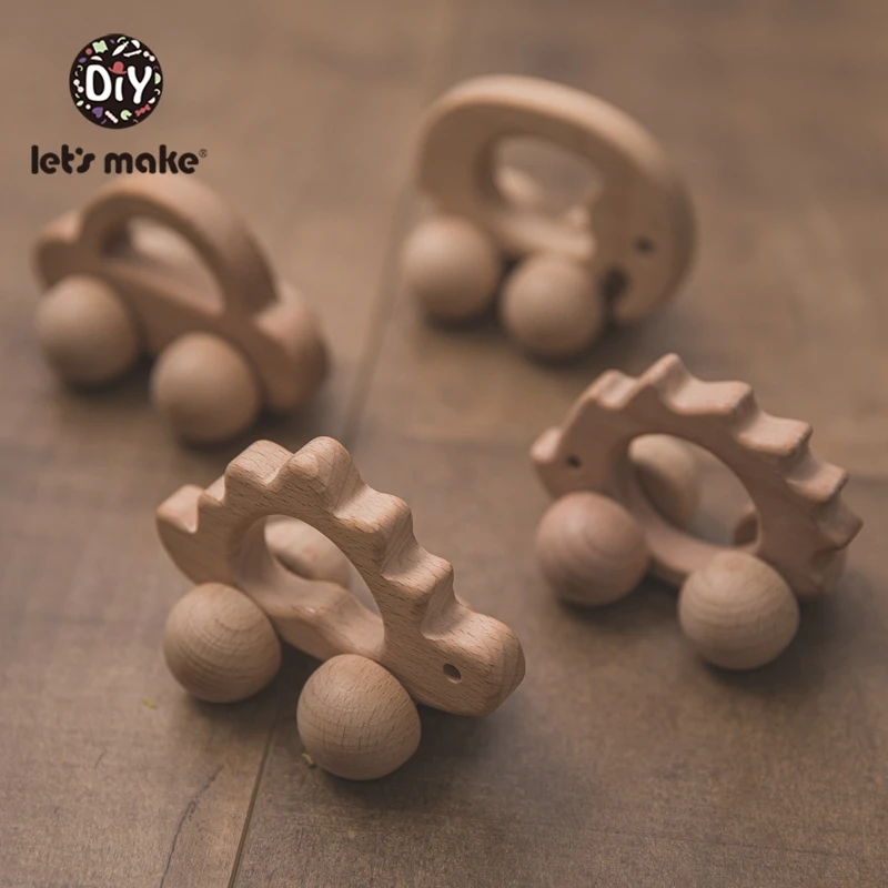 

Let's Make 1PC Baby Wooden Toys Animal Car Beech Wooden Teether Non-Toxic Food Grade Free BPA For Babies Baby Shower Custom Logo
