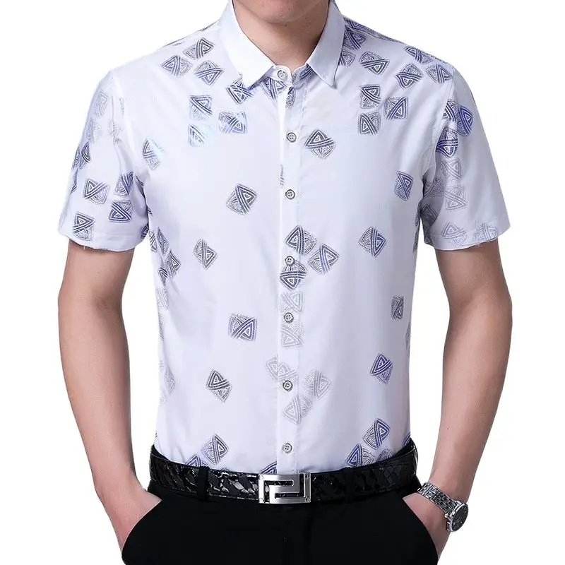 Рубашка мужская с коротким рукавом Повседневная Свободная блуза в клетку