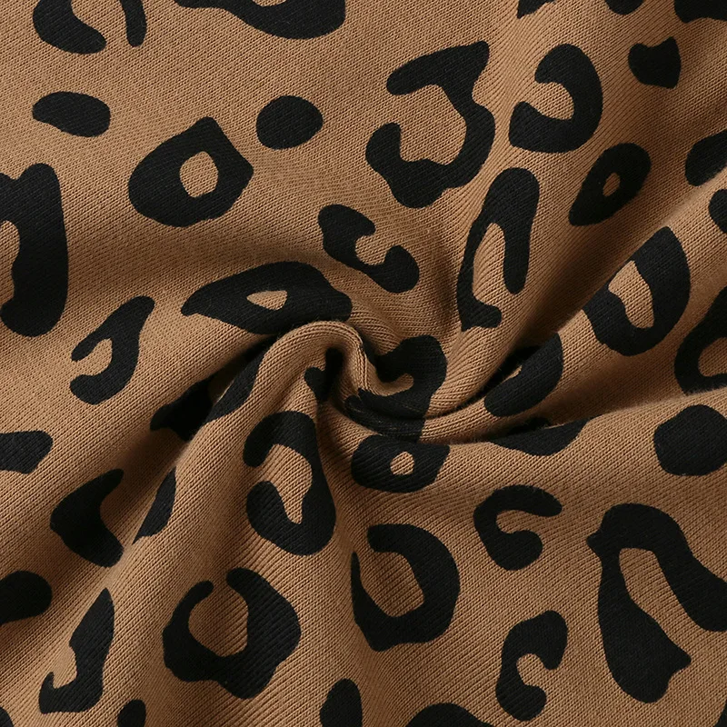 

Wasailong New leopard print stretch home wear for boy and girl baby pajamas two sets with high waist and belly protection