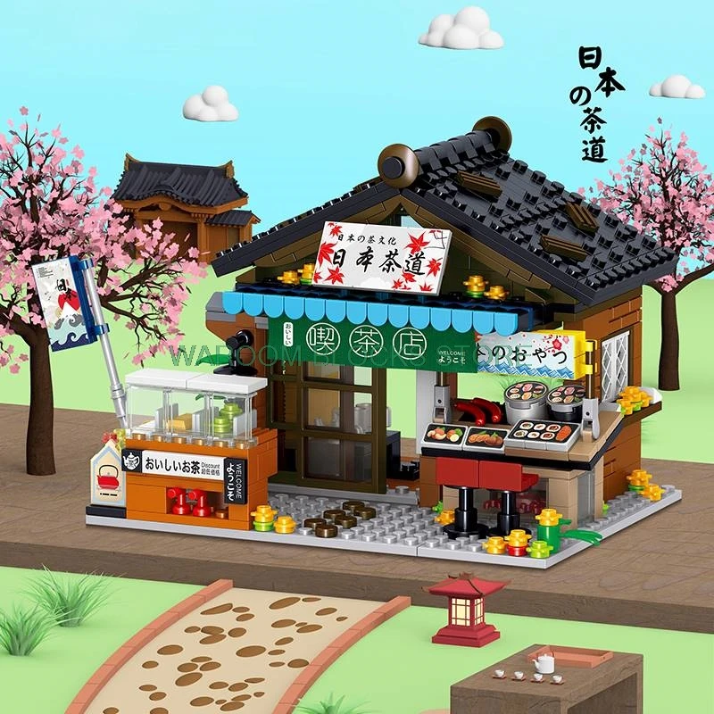City Series Street View Modern Ancient Japanese Architecture Sushi House Assembled Building Blocks Bricks Girls Boy Children Toy | Игрушки и