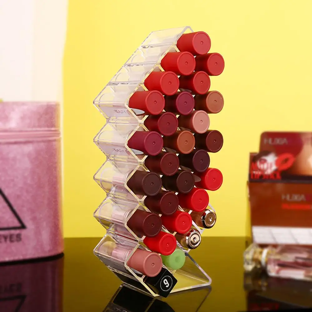 28 Grid Vertical Lipstick Storage Box Organizer Transparent Fish Shape Acrylic Lip Glaze Stand Holder | Дом и сад