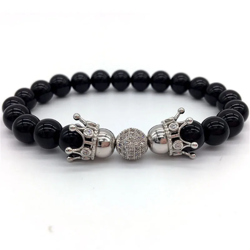 

Новинка 2021, винтажный браслет с шариками и короной, мужской браслет Tempera, мужской браслет ручной работы с кубическим цирконием и бусинами Дл...