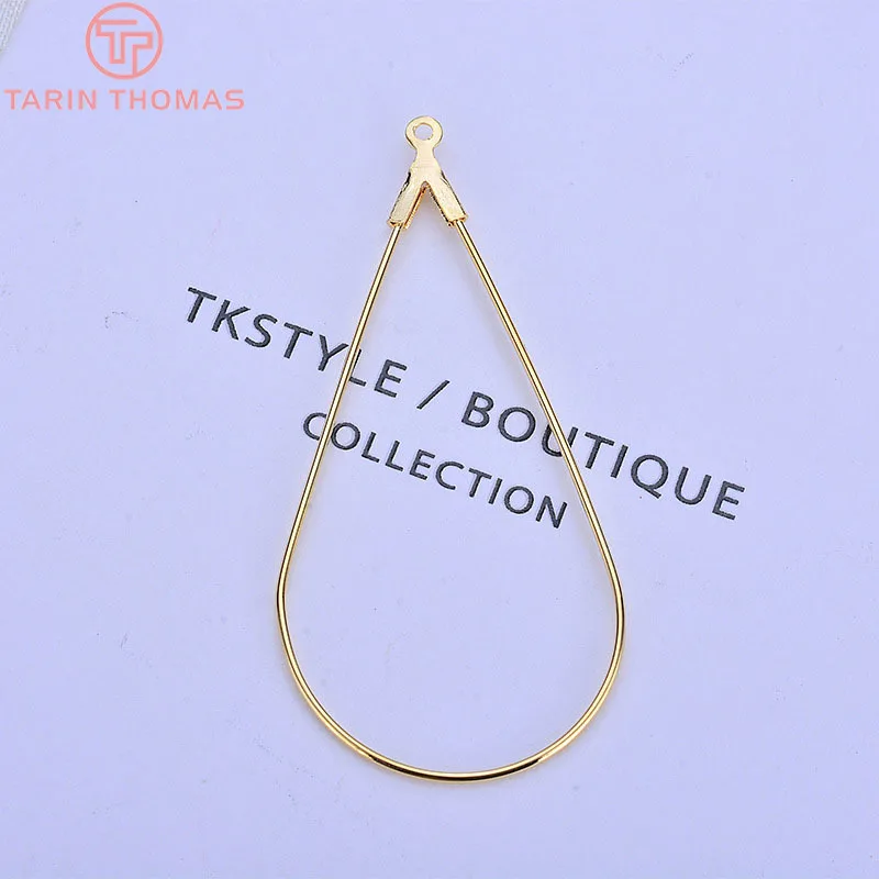 Латунные серьги подвески с покрытием 24 каратным золотом 20 шт. 45x24 мм|Подвески| |