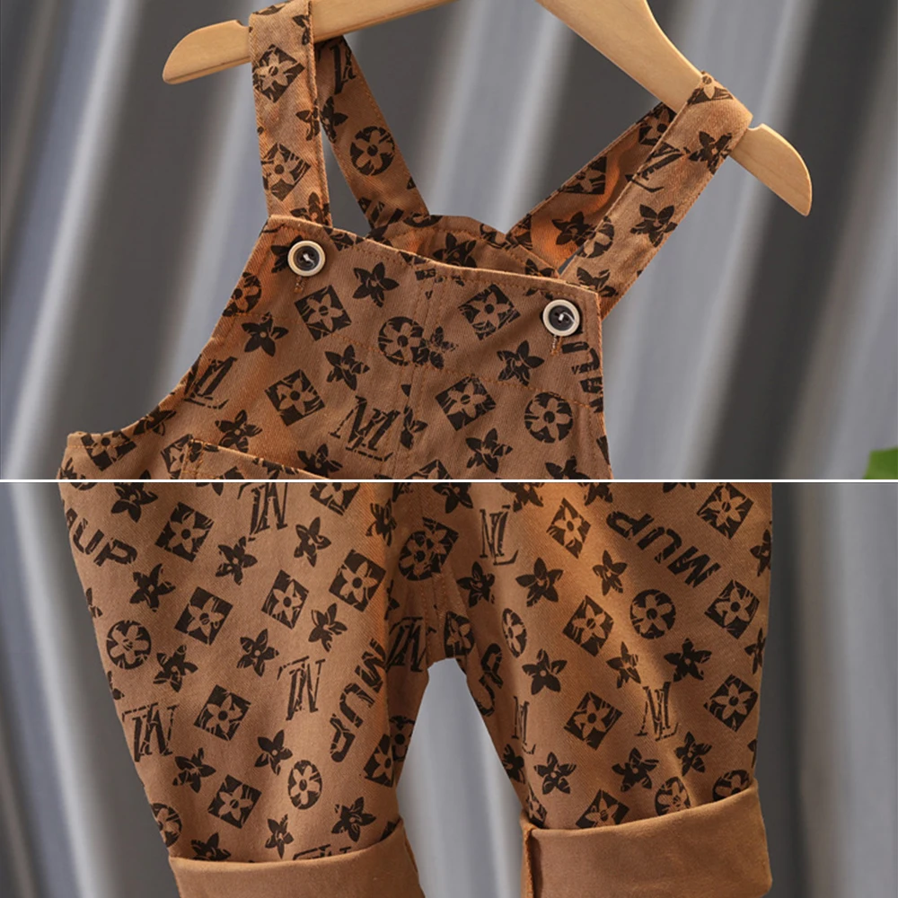 

2021 Spring Baby Clothes Set Kids Suspender Trousers+T-Shirt Suit Cute Boys Girls Casual All-match Suspender Trousers Pants Suit