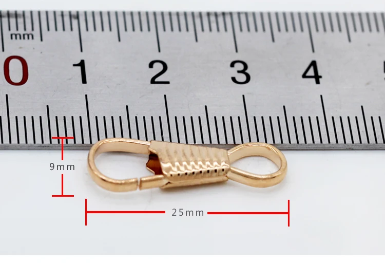 Брелок для ключей Посеребренная позолоченная застежка карабин в полоску 20p 9x25