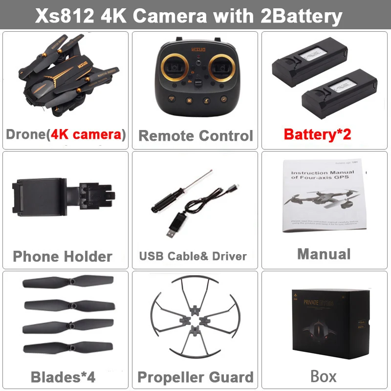 4K 2B Box XS812 Дрон с GPS с 4K HD камерой 5G Wi-Fi FPV высота удержания один ключ возврат RC Квадрокоптер вертолет для детей - Цвет: 4K 2B Box