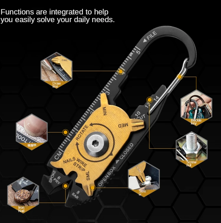 

Pro 21-in-1 Wrench Set Multifunctional Mini Universal Key Survival Kit Stainless Steel Camping Survival EDC Tools Travel Kits