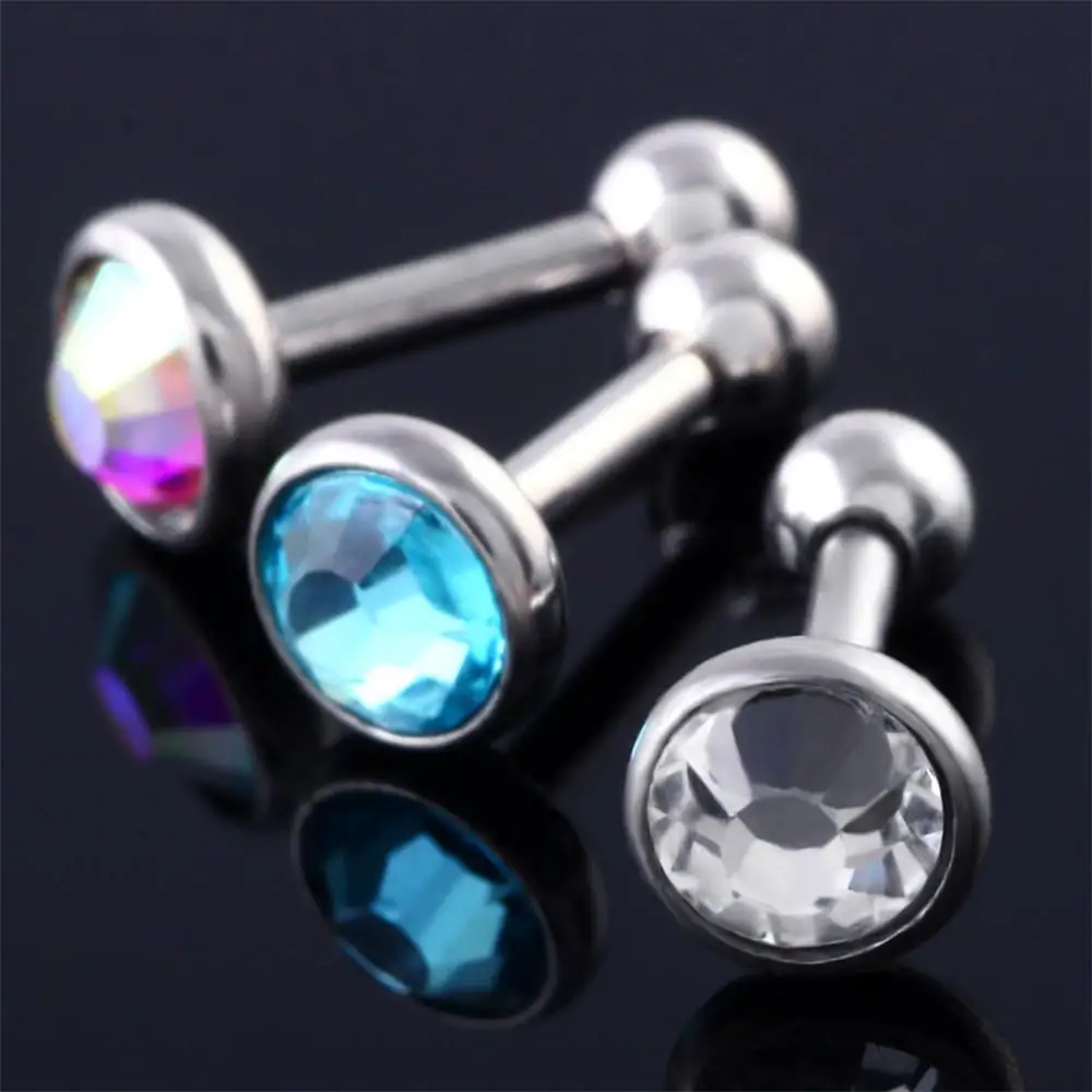 2 шт серьги для пирсинга стальная Драгоценная камень Ушная штанга хрящ трагус