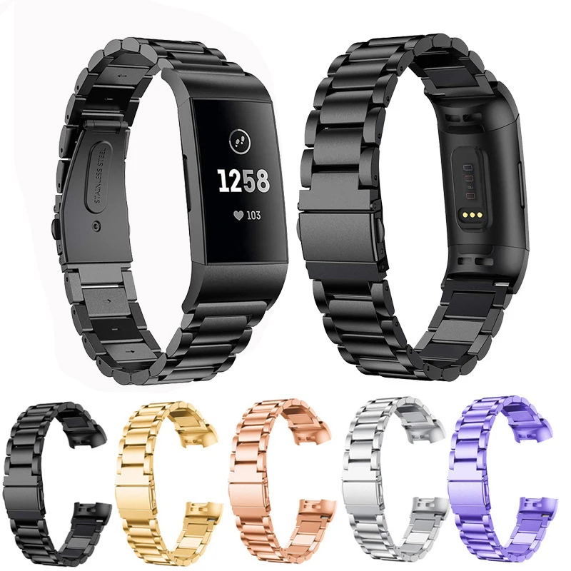 

For Fitbit Charge 4 3 Smart Watch Bracelet Strap Stainless Steel Wrist Band Loop For Fitbit Charge 3 4 Black Silver Strap Correa