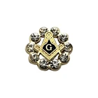 Золотые булавки для лацканов Masonic, 3D Брошь со стразами, подарки, значки с клатчем-бабочкой, 16 мм