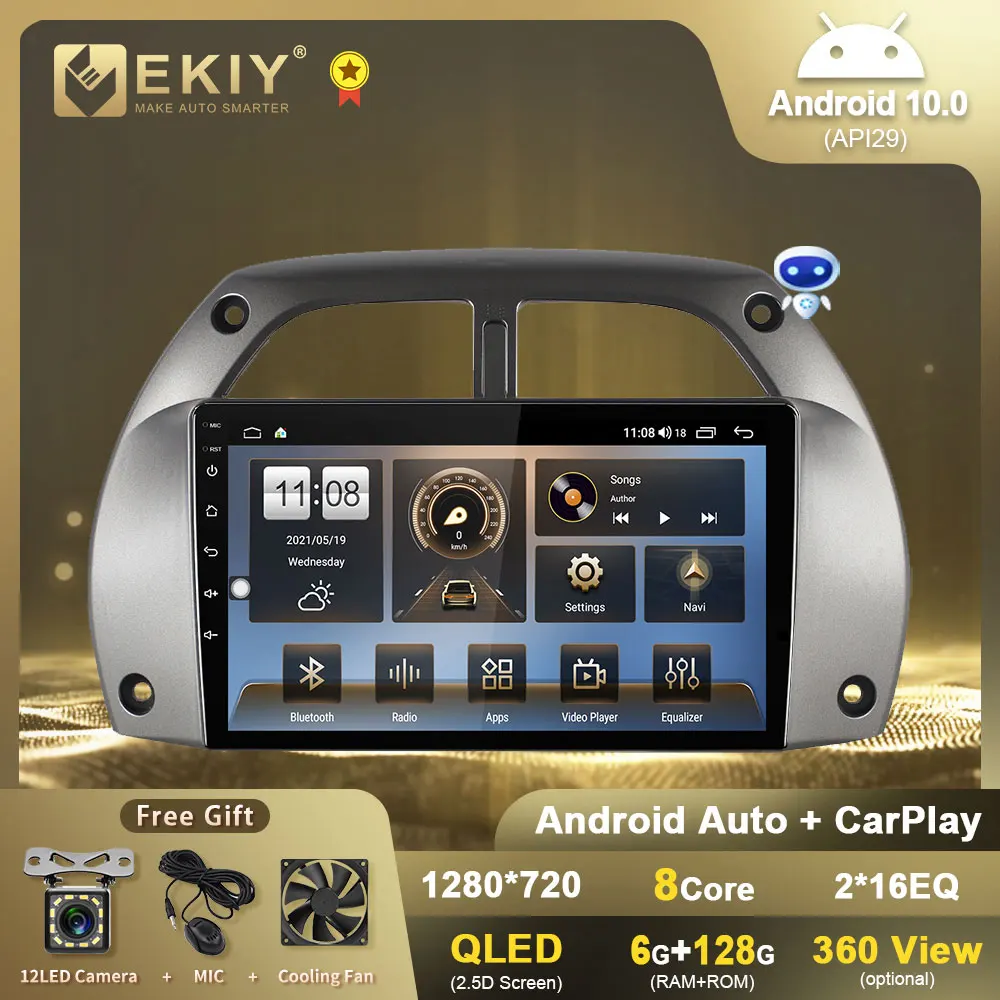 

EKIY QLED DSP Android 10 автомобильный радиоприемник для Toyota RAV4 2001 2002 2003 2004 2005 мультимедийный видеопроигрыватель DVD магнитофон GPS навигатор