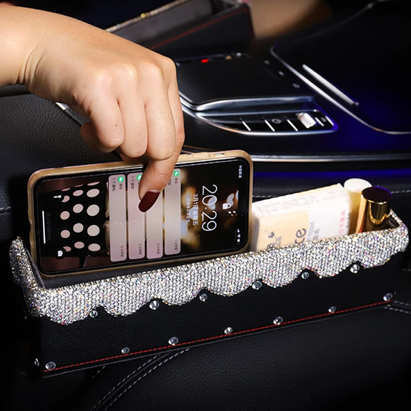 Автомобильная белая салфетка Стразы прозрачная воздушная свежесть держатель