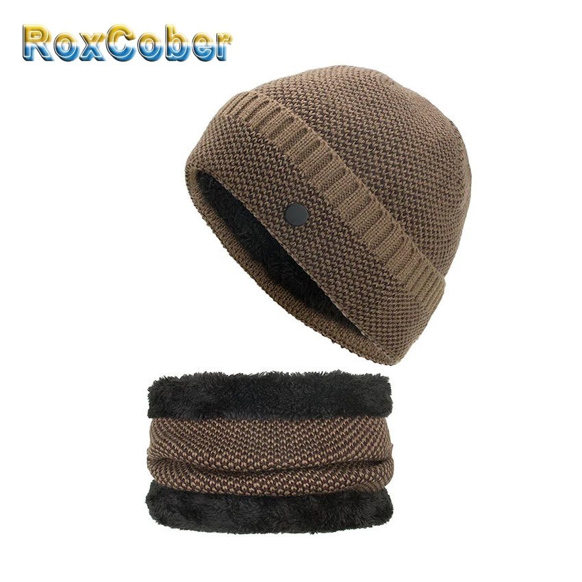 RoxCober Новые шапки бини зимняя теплая вязаная шапка набор шарф головные уборы для