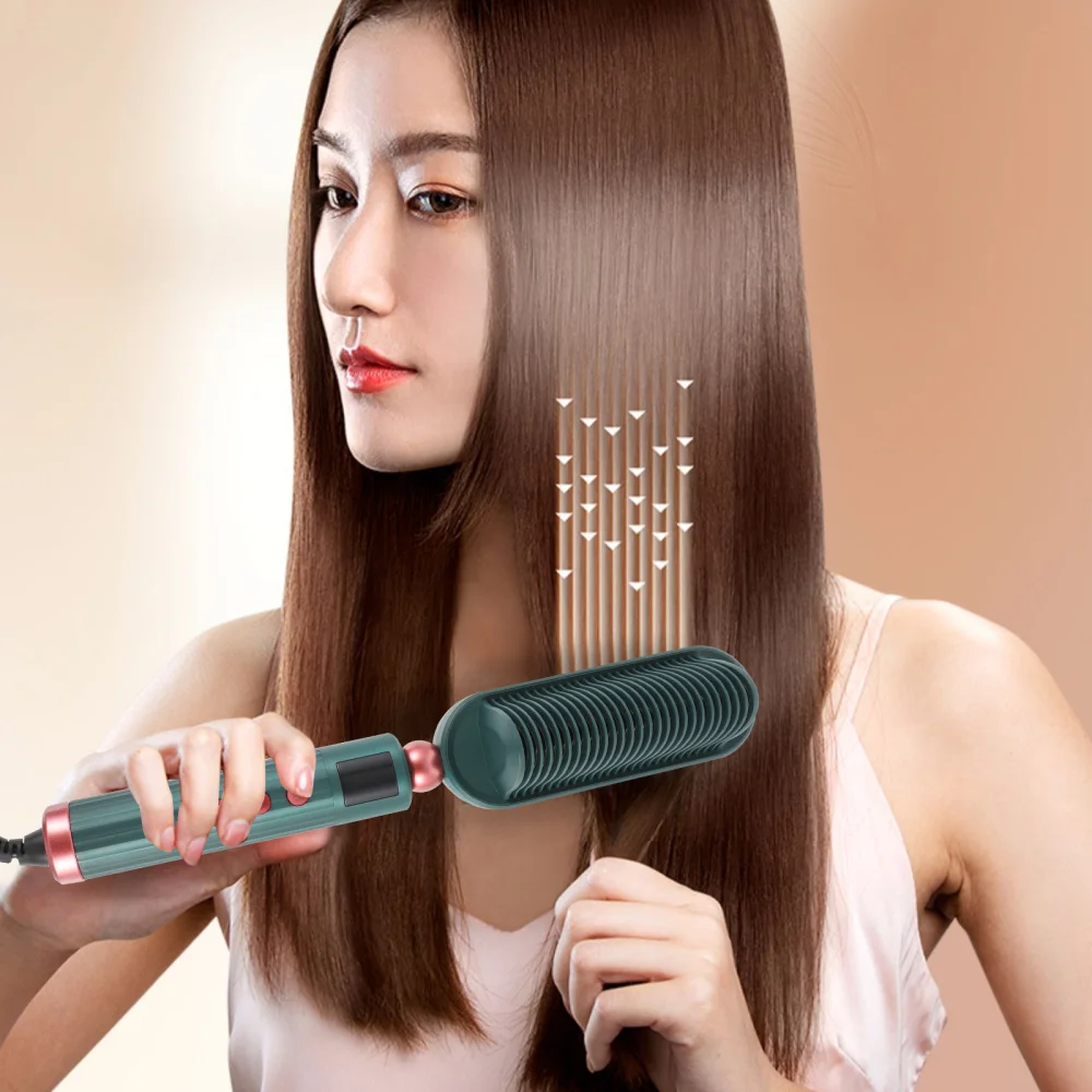 

1 Set Hair Styling Curler Multi-functional Straight Hair Comb(Plug)