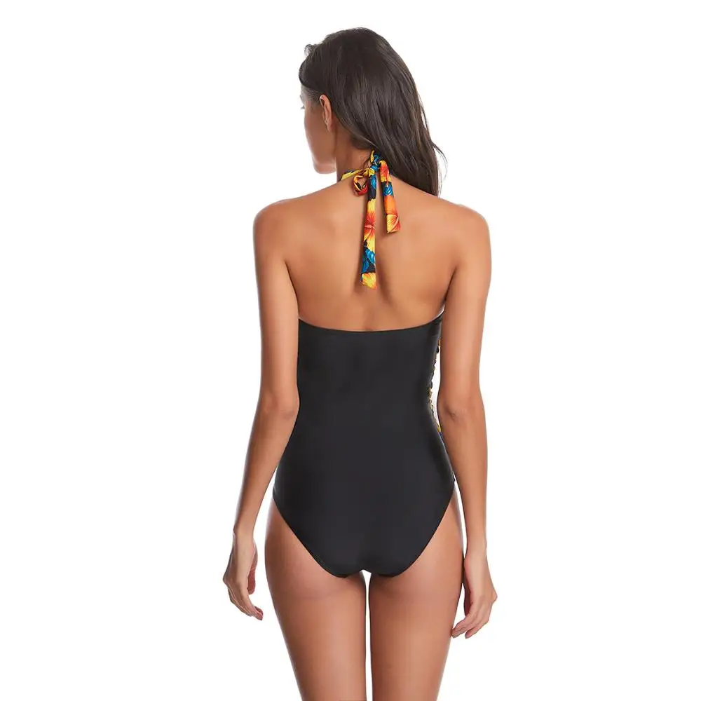 Женский цельный купальный костюм с открытой спиной и глубоким v образным вырезом