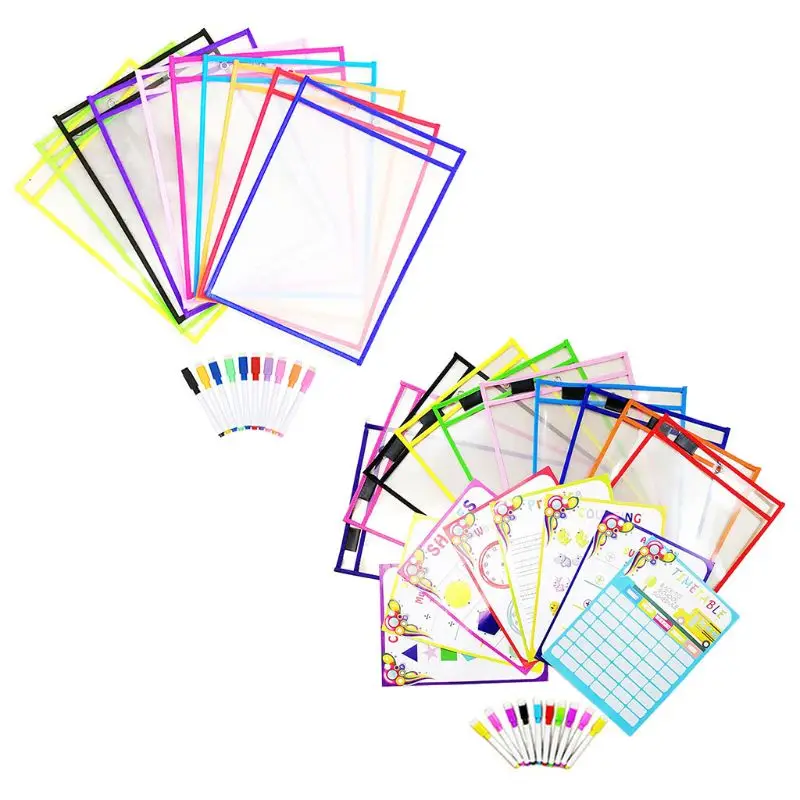 

20 Pcs/Set Puzzle Toys Dry Brush Bag Can Be Reused PVC Transparent Drawing Toy 23GD