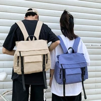 unisex backpack trend youth couple schoolbag nylon cloth student personality backbag cool durable solid color waterproof