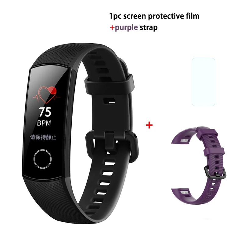 balck add purple Фитнес-трекер HUAWEI Honor Band 4 6-осевым инерционным монитор сердечного ритма полный сенсорный экран AMOLED Цвет Экран смарт-браслет - Цвет: balck add purple