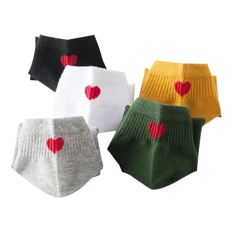 Носки Женские однотонные с принтом Love Милые Удобные Хлопковые до щиколотки