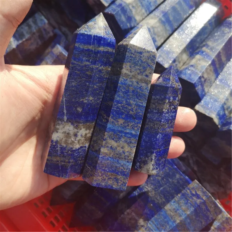 Натуральный кристалл лазурит шестигранная колонна кристальная точка
