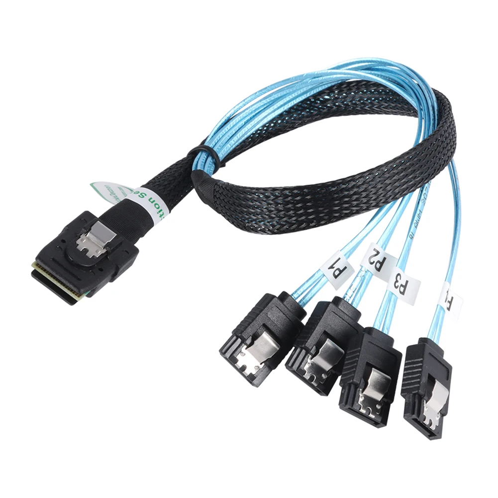 

SAS SATA Cable Mini-SAS SFF-8087 to 4 SATA Cable Mini SAS 4i SFF8087 36P To 4 SATA 7P Cable 12Gbps 50cm Hard Drive Data