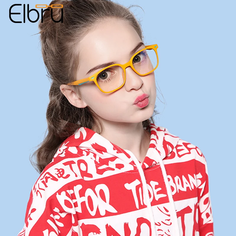 

Очки Elbru Детские с защитой от сисветильник, Модные оптические очки TR90, студенческие Компьютерные очки для мальчиков и девочек 7-12